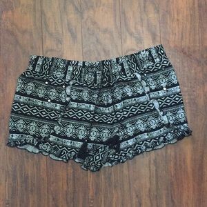 Black and white soft flowy shorts